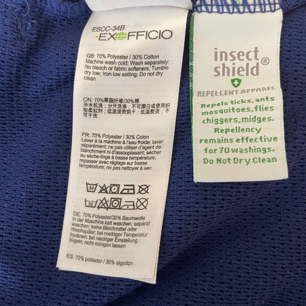 ExOfficio Womens Insect Shield Hoodie Blue Long Sleeve V-Neck Mesh Top Sz M 8-10 - Picture 4 of 8